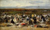 Boudin, Eugene - Etretat, Laundresses on the Beach, Low Tide